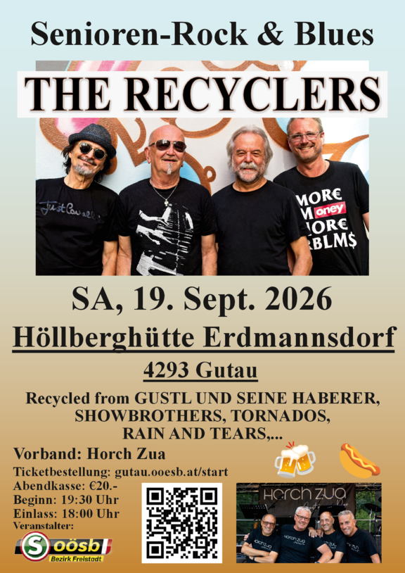 Plakat Rock- und BluesKonzert in Gutau mit den Recyclers